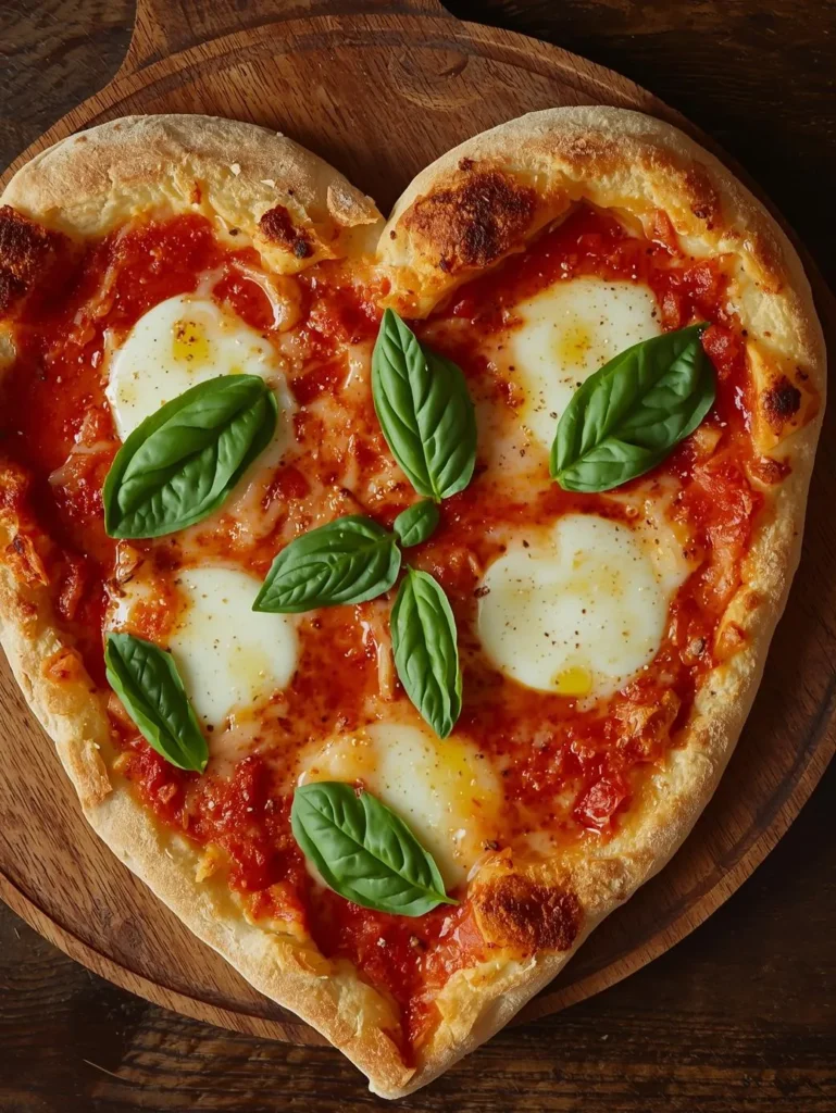 Classic Margherita Heart Pizza