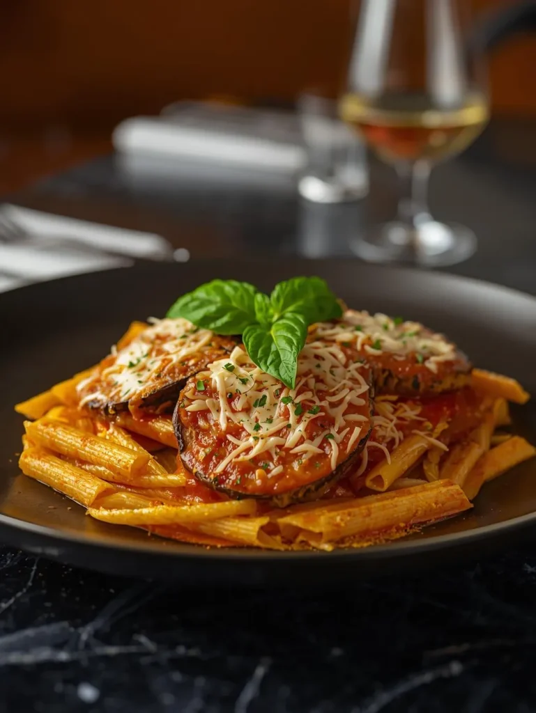 Eggplant Parmesan Pasta Bake