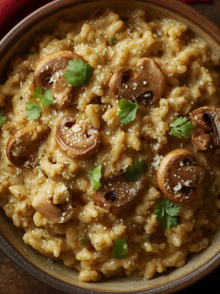 Garlic Butter Parmesan Mushroom Risotto Extra Creamy