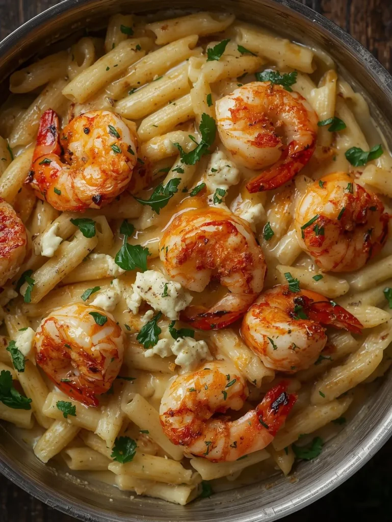 Garlic Butter Shrimp Baked Feta Pasta