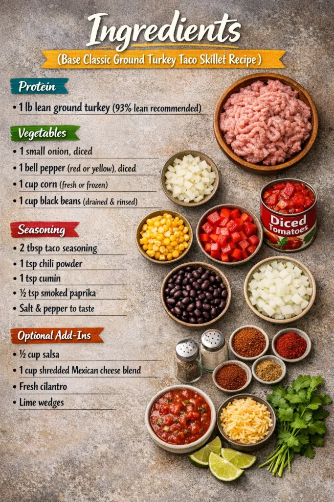 Ground Turkey Taco Skillet Ingredients