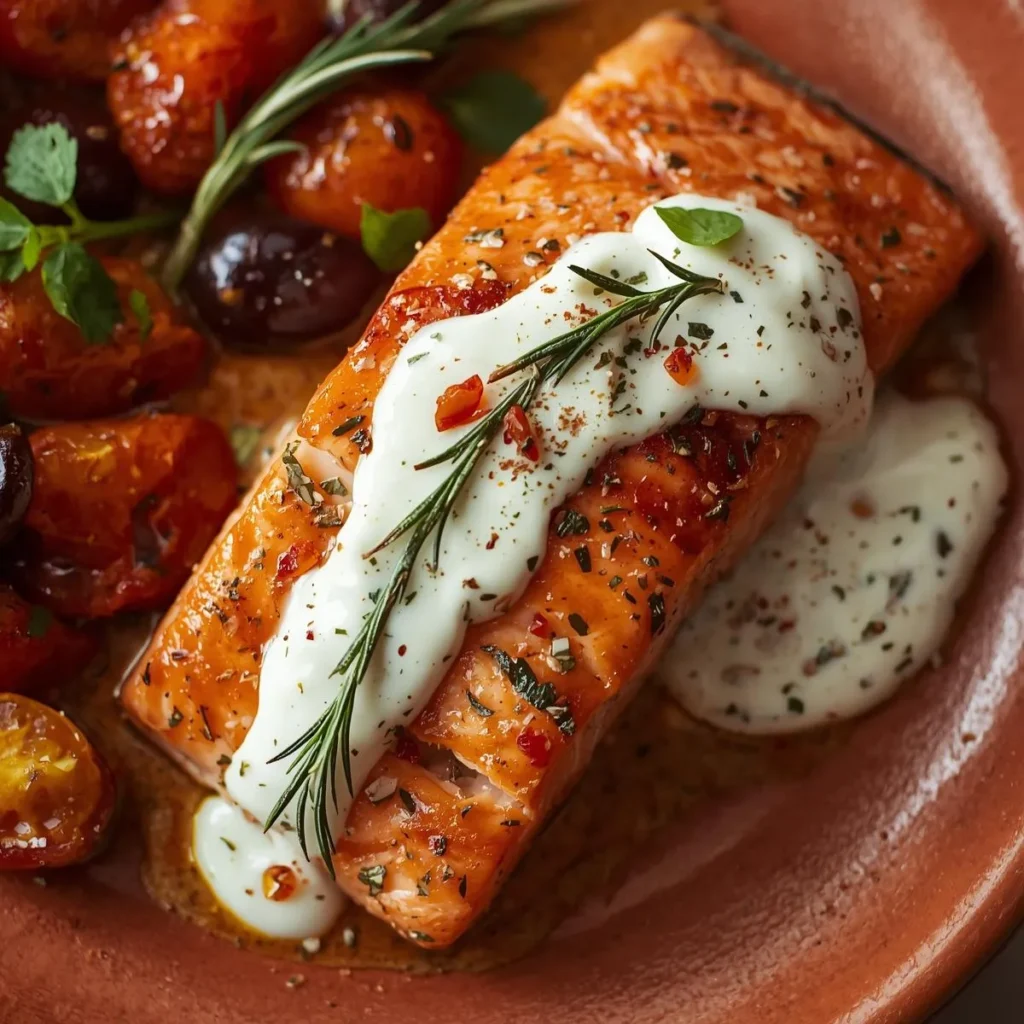 Healthy Greek Yogurt Tuscan Salmon
