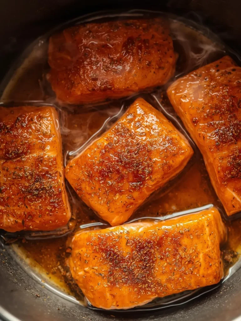 Honey Salmon Is Well Seasoned And 3 4 Pieces Of Salmon Are Added  Cooking One Pot