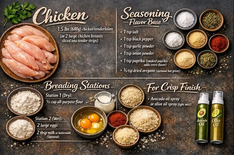 Ingredients Classic Air Fryer Chicken Tenders Extra Crunchy Version