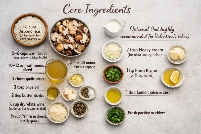 Ingredients Classic Creamy Mushroom Risotto