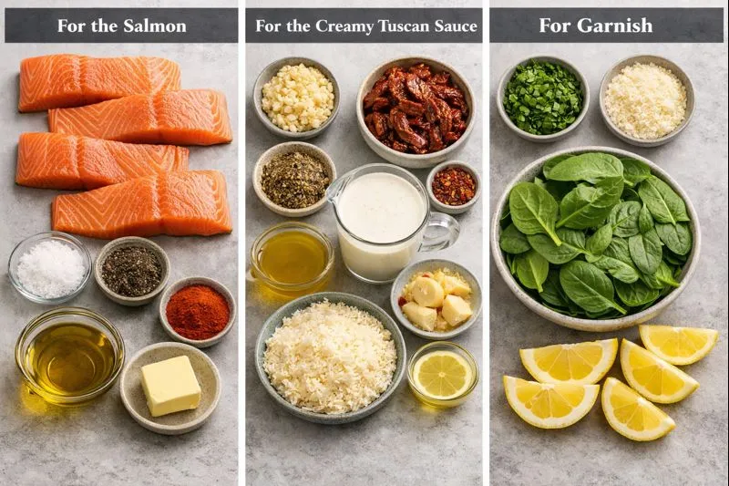 Ingredients Classic Creamy Tuscan Salmon