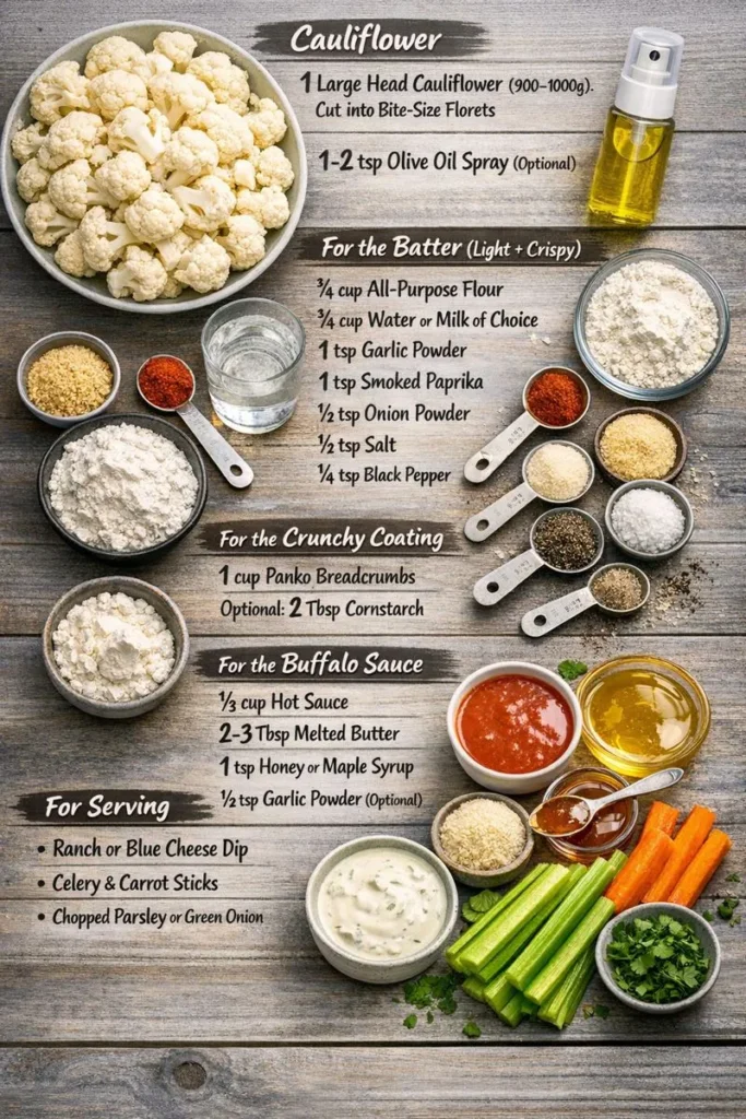 Ingredients Classic Crispy Air Fryer Buffalo Cauliflower