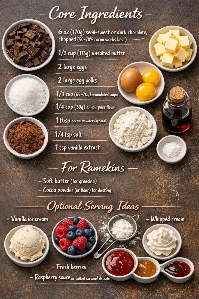 Ingredients Classic Restaurant Style Makes 4 Molten Lava Cakes