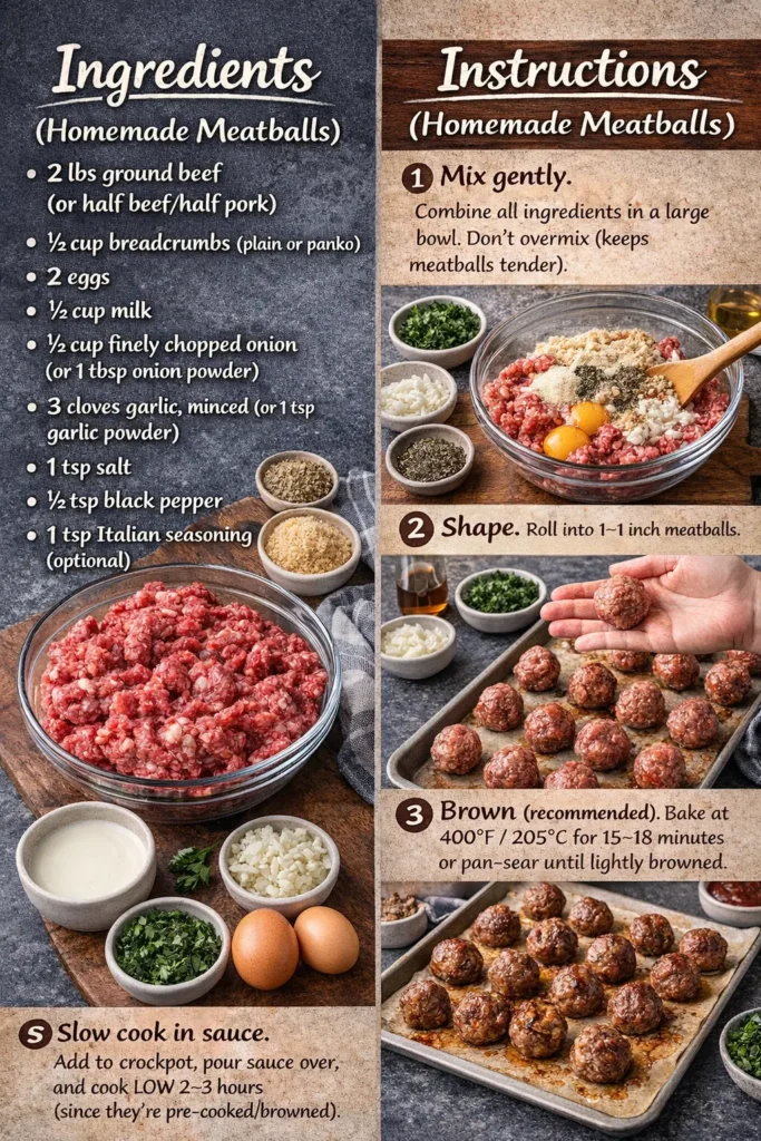 Ingredients Homemade Meatballs Instructions Homemade Meatballs