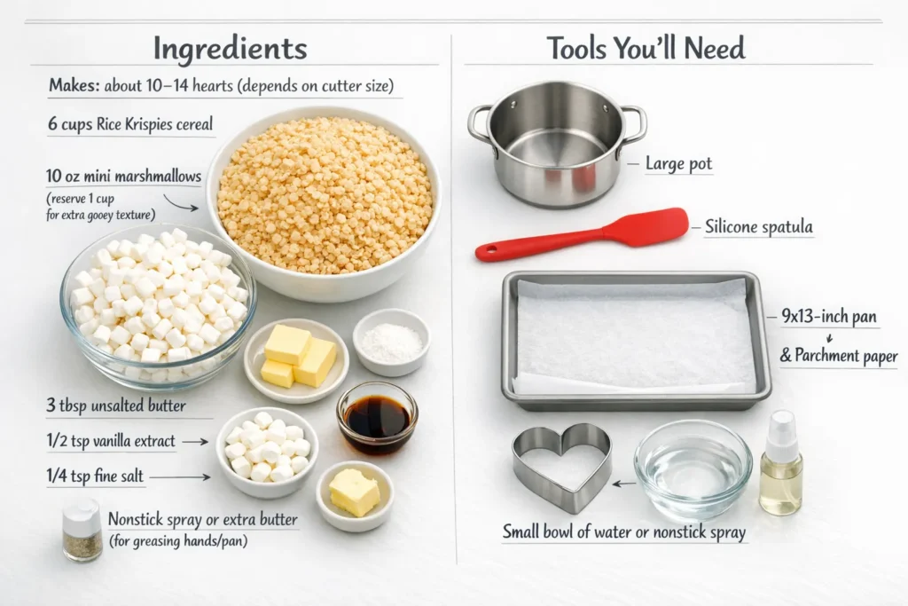 Ingredients For Classic Heart Shaped Rice Krispie Treats
