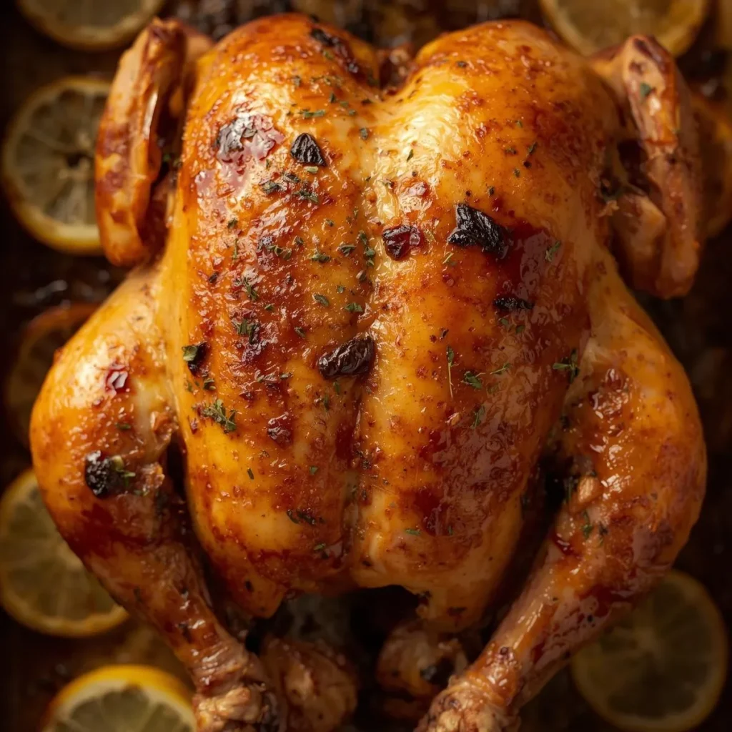 Lemon Garlic Roasted Chicken Cooking