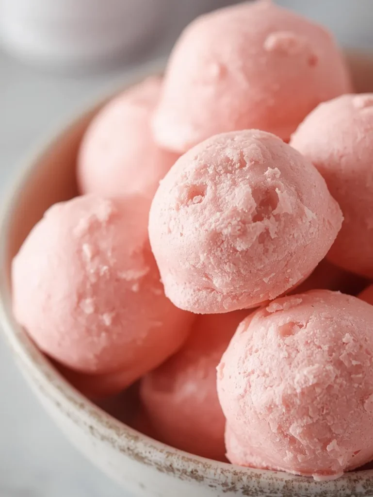 Lighter Pink Hot Chocolate Bombs Mordern Style Closeup Side Short Mordern Bowl