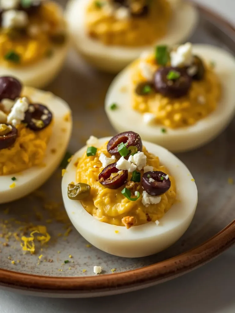 Mediterranean Deviled Eggs Olive Feta