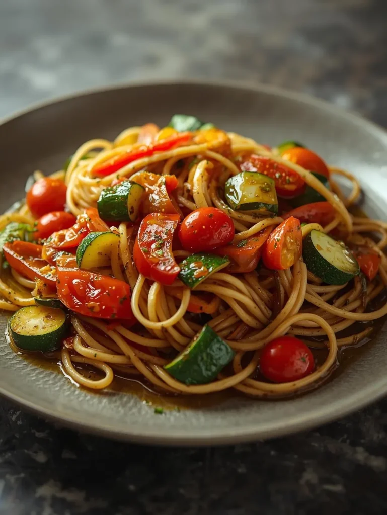 Mediterranean Fusion One Pan Veggie Stir Fry With Noodles