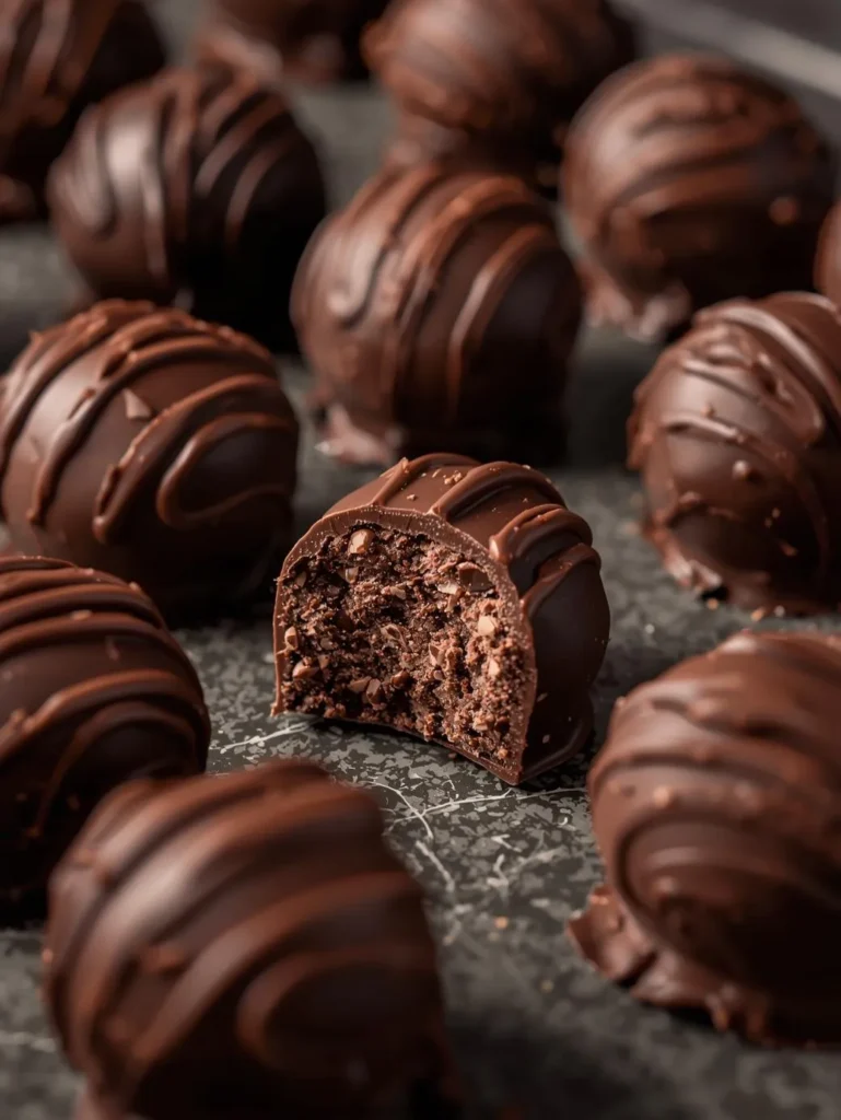No Bake Chocolate Truffle Bars Hyper Realistic Close Up Photography Mordern Table