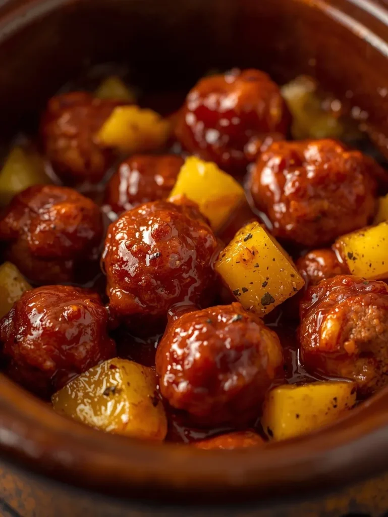 Pineapple Bbq Crockpot Meatballs Hawaiian Style