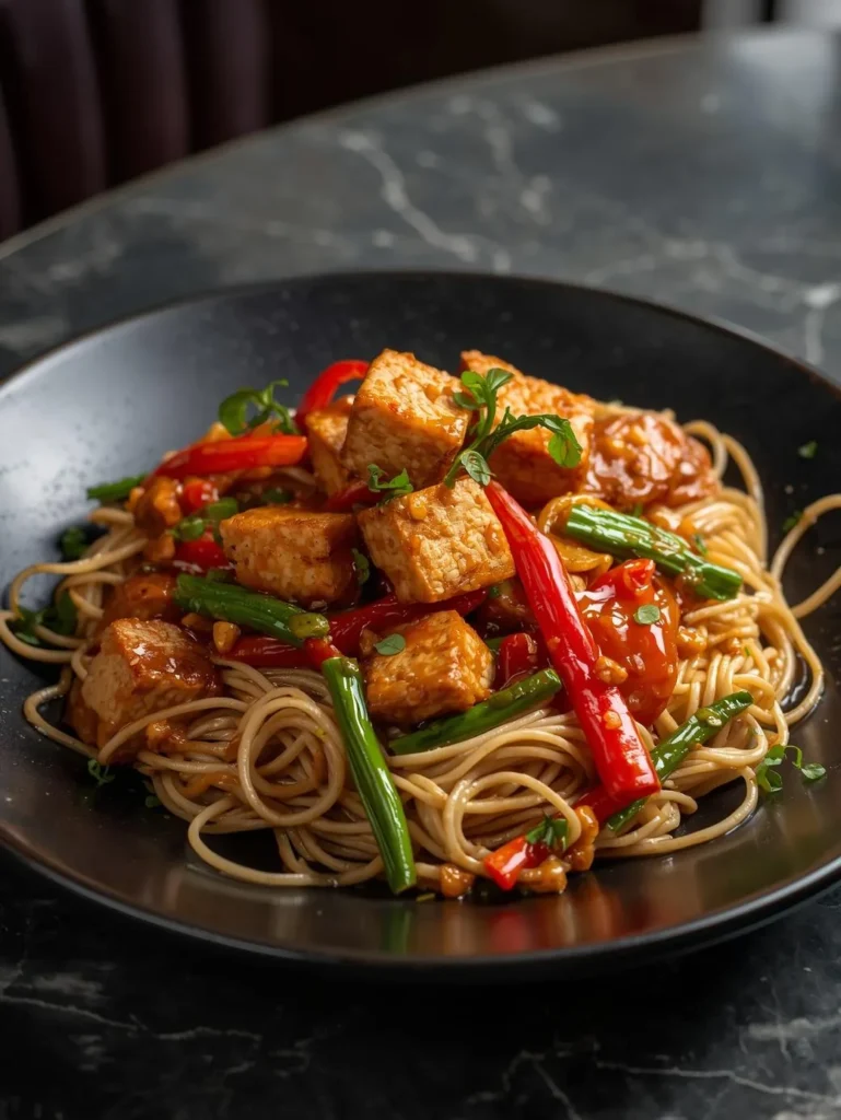 Protein Packed Tofu Stir Fry One Pan Veggie Stir Fry With Noodles