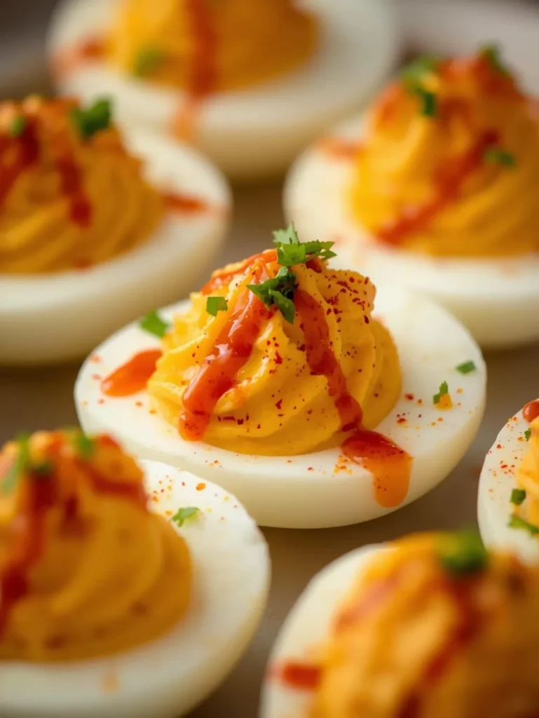 Spicy Sriracha Deviled Eggs Ckoseup Short Mordern Style