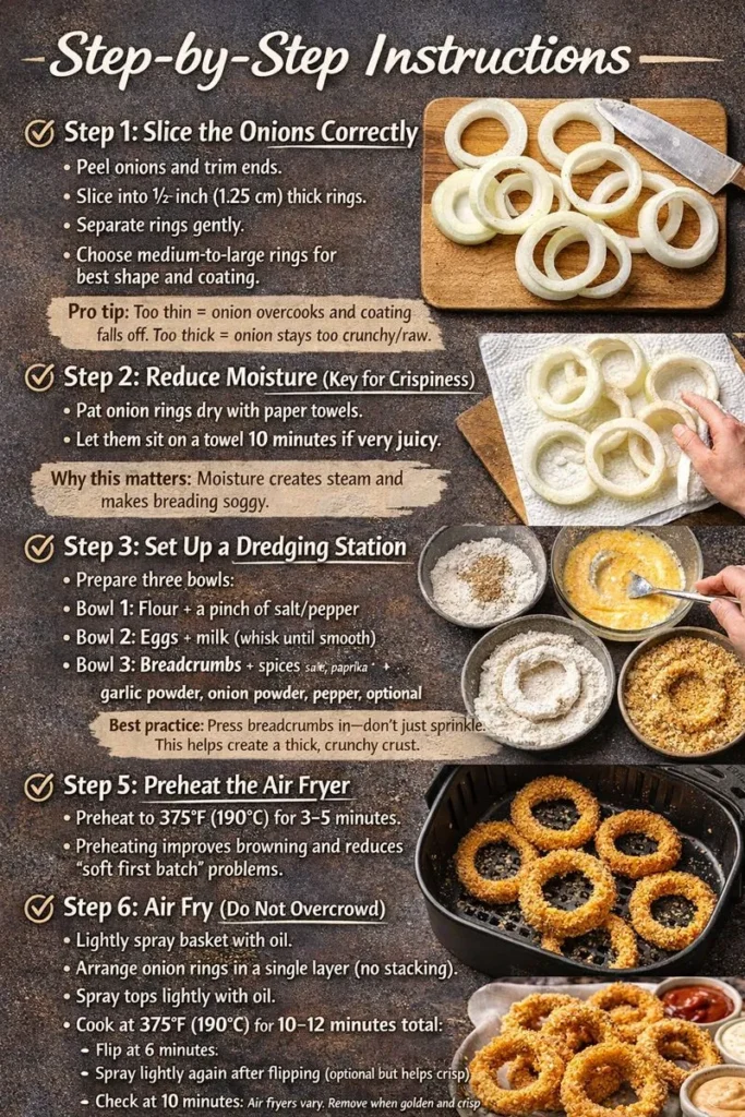 Step By Step Instructions Classic Crispy Air Fryer Onion Rings