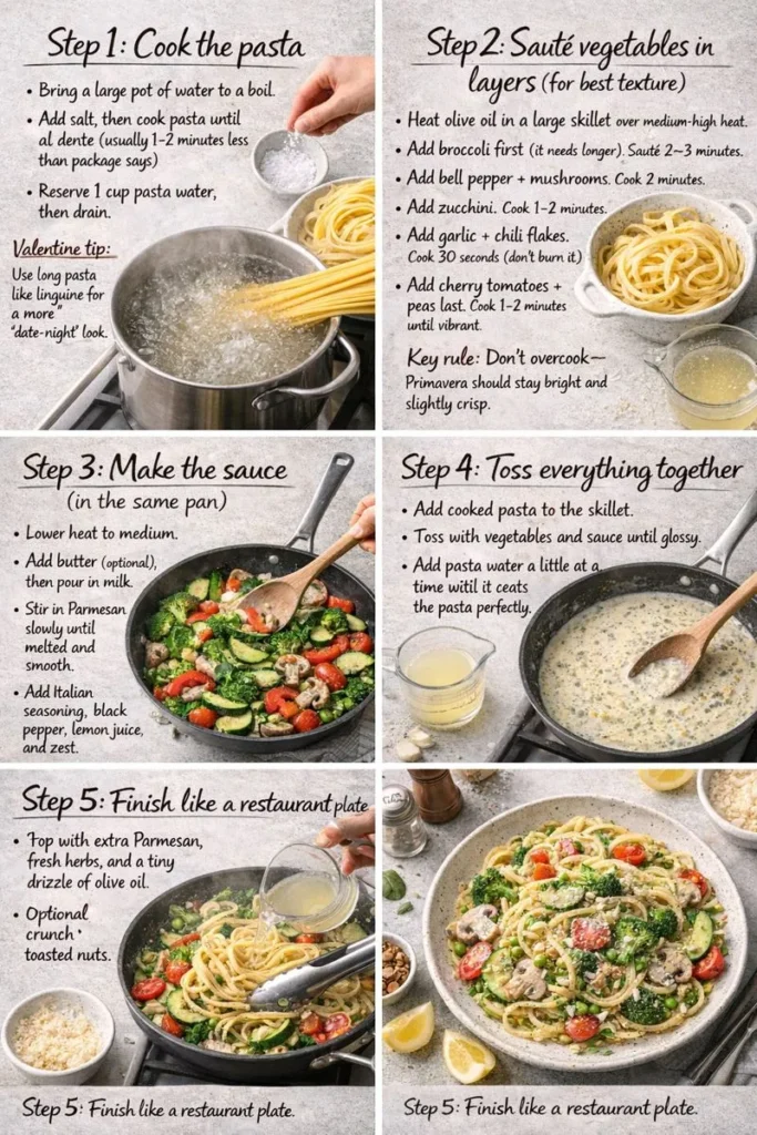 Step By Step Instructions Classic Pasta Primavera