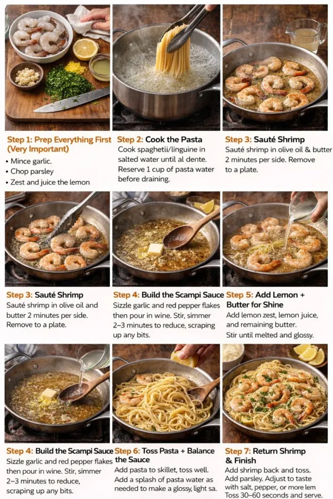 Step By Step Instructions Classic Shrimp Scampi Pasta