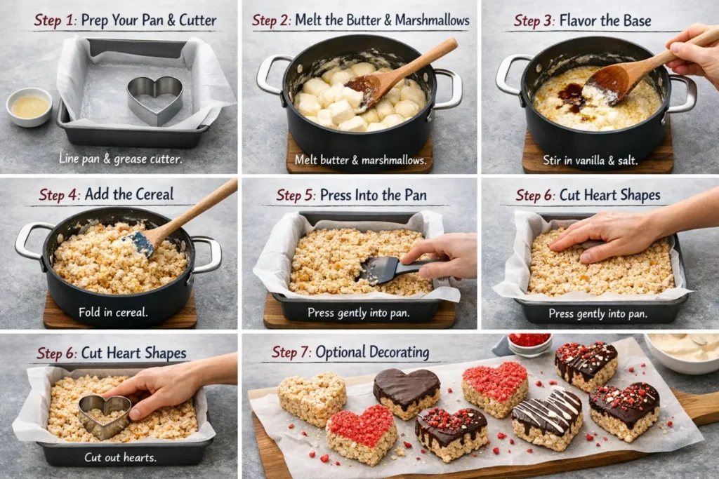 Step By Step Instructions Detailed Heart Shaped Rice Krispie Treats