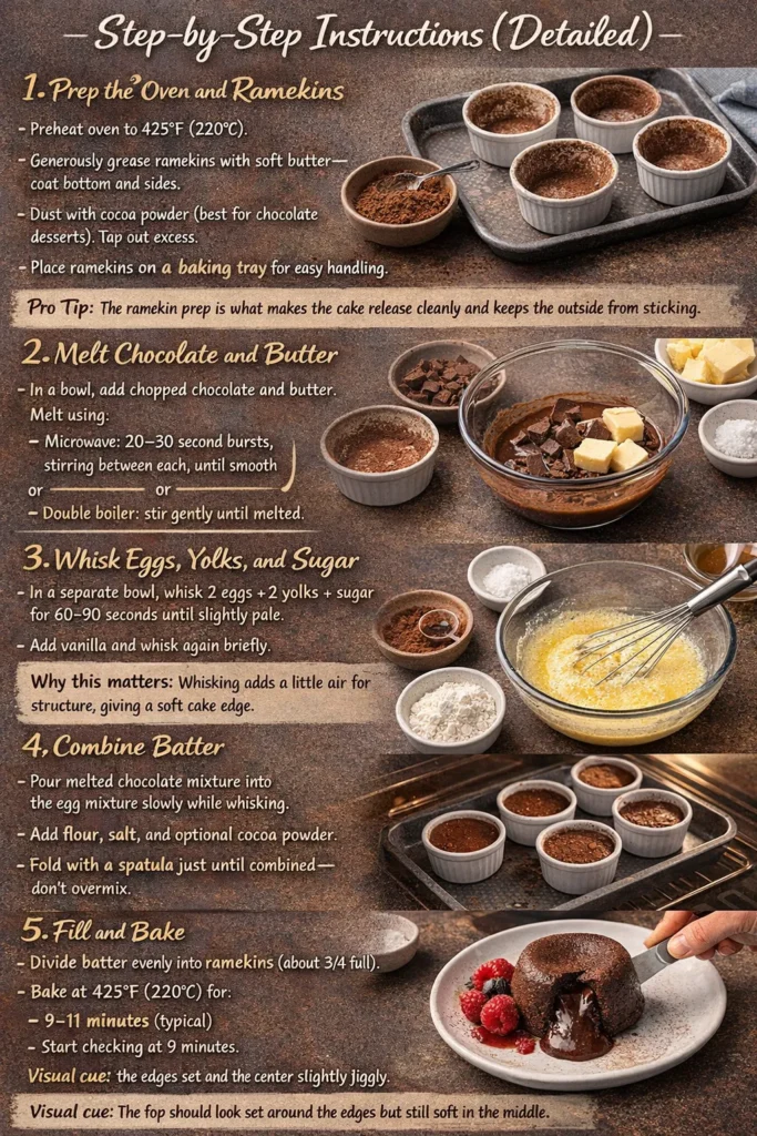 Step By Step Instructions Detailed Molten Lava Cakes