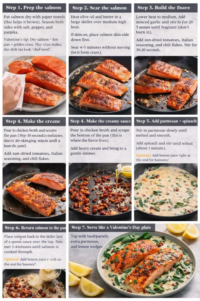 Step By Step Instructions One Pan Creamy Tuscan Salmon