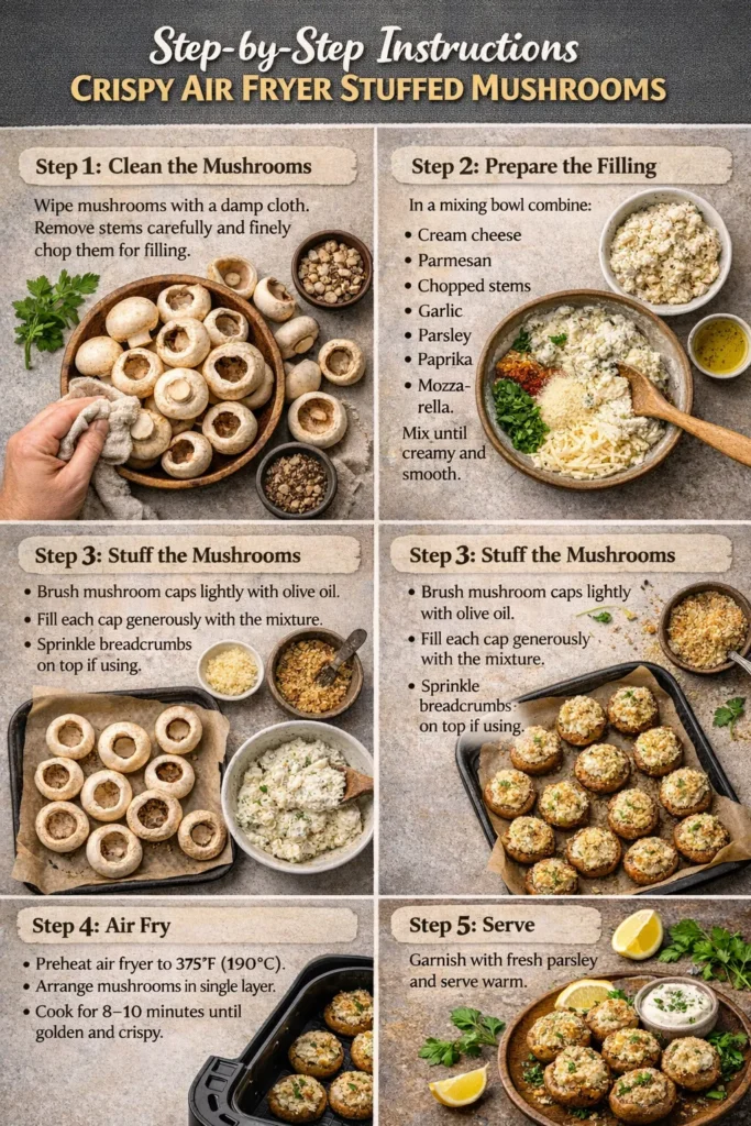 Step By Step Crispy Stuffed Mushrooms