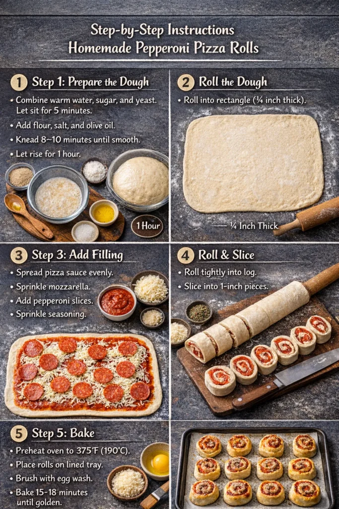 Step By Step Homemade Pepperoni Pizza Rolls