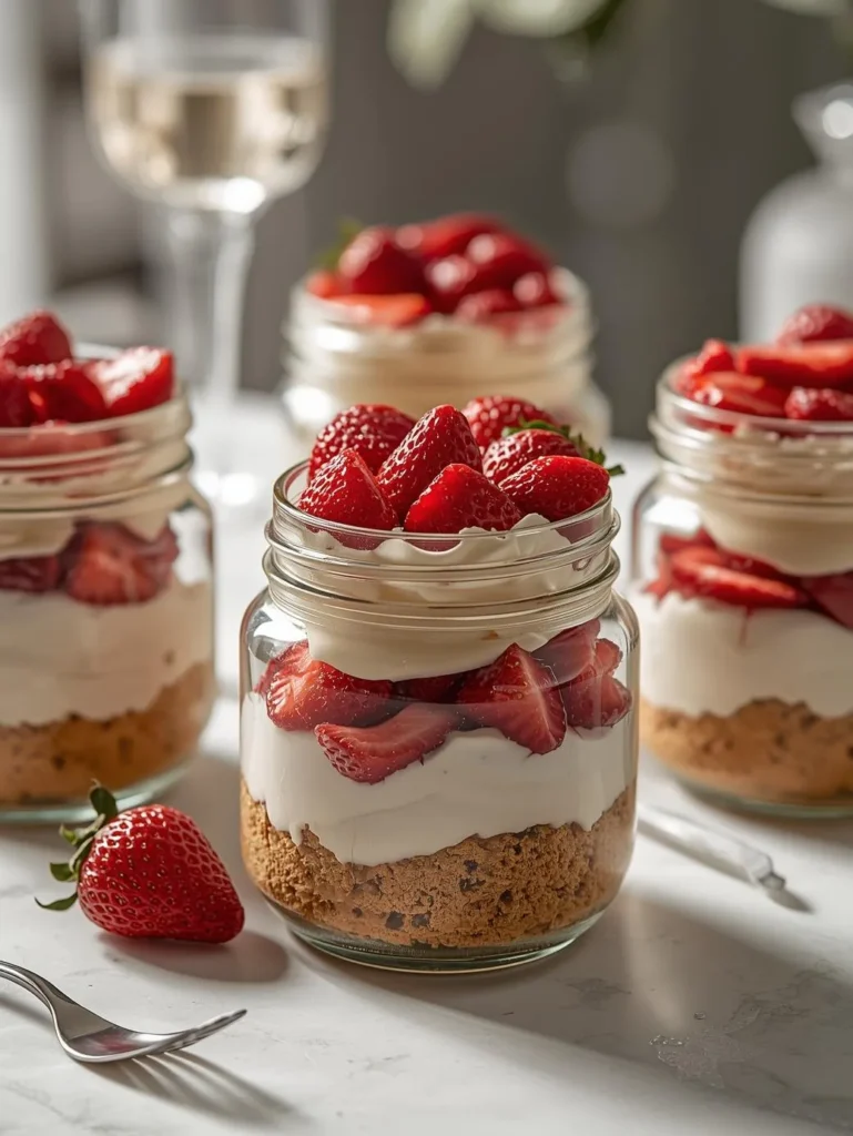 Strawberry Shortcake In A Jar Hyper Realistic Closeup Short Mordern 4 5 Jar Mordern Table