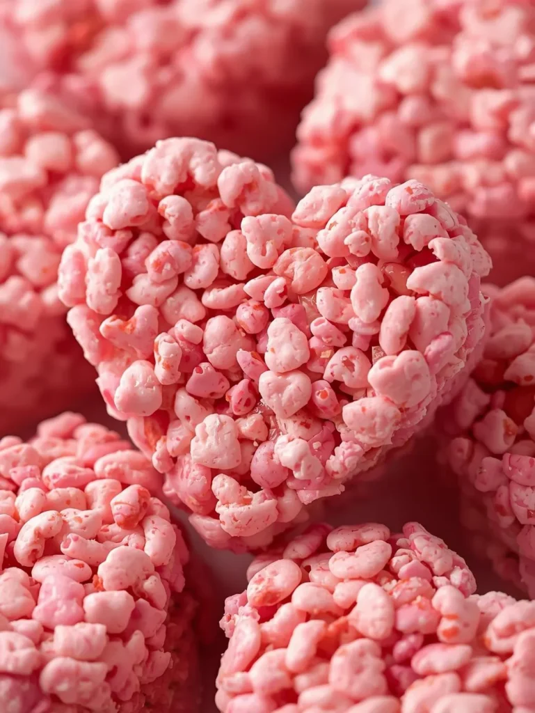 Strawberry Valentine Heart Rice Krispie Treats Mordern Syle Closeup Side Short