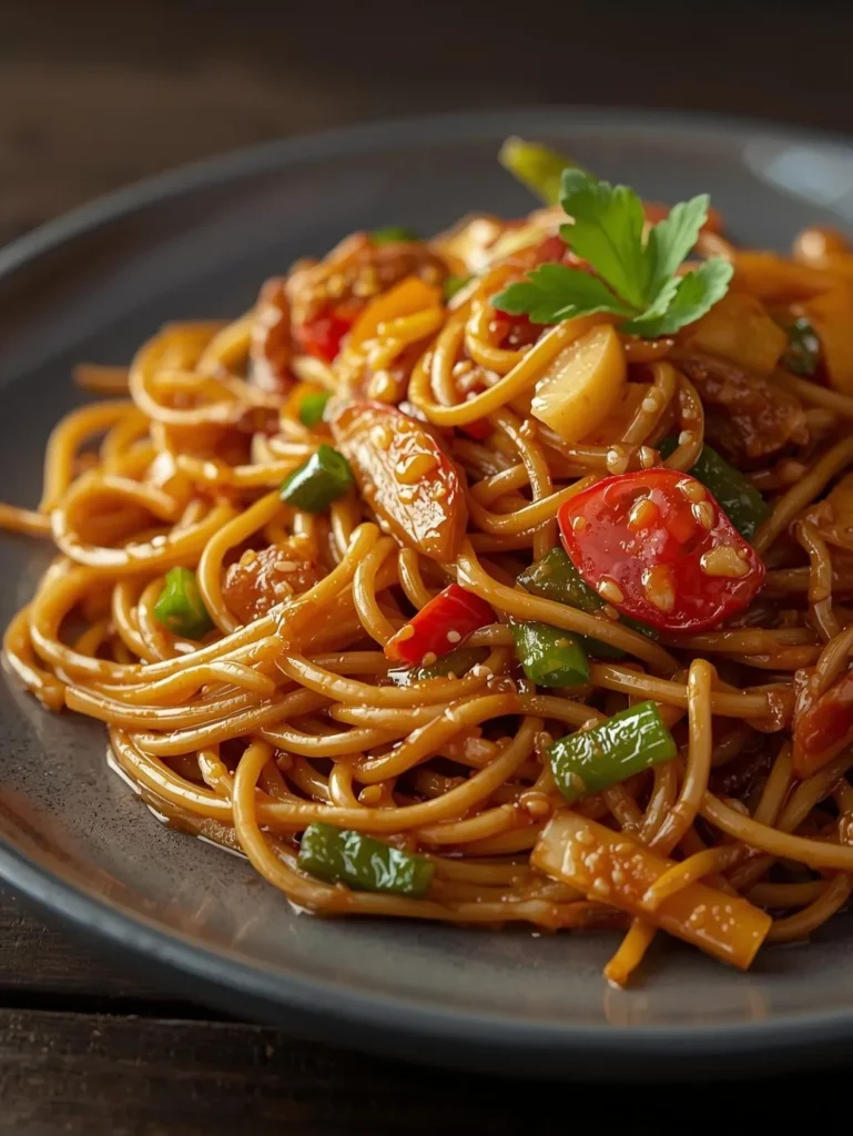 Sweet Sour Veggie Noodles One Pan Veggie Stir Fry With Noodles