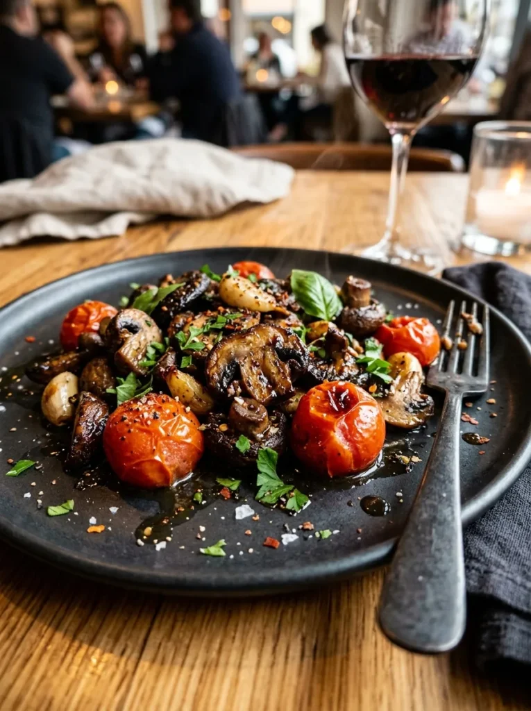 15 Minute Sheet Pan Dinners Balsamic Mushroom Cherry Tomatoes Vegan