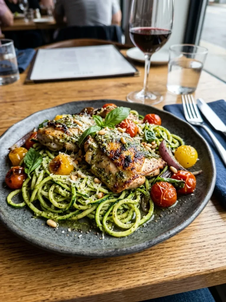 15 Minute Sheet Pan Dinners Pesto Chicken Zucchini Noodles 15-Minute Sheet Pan Dinners