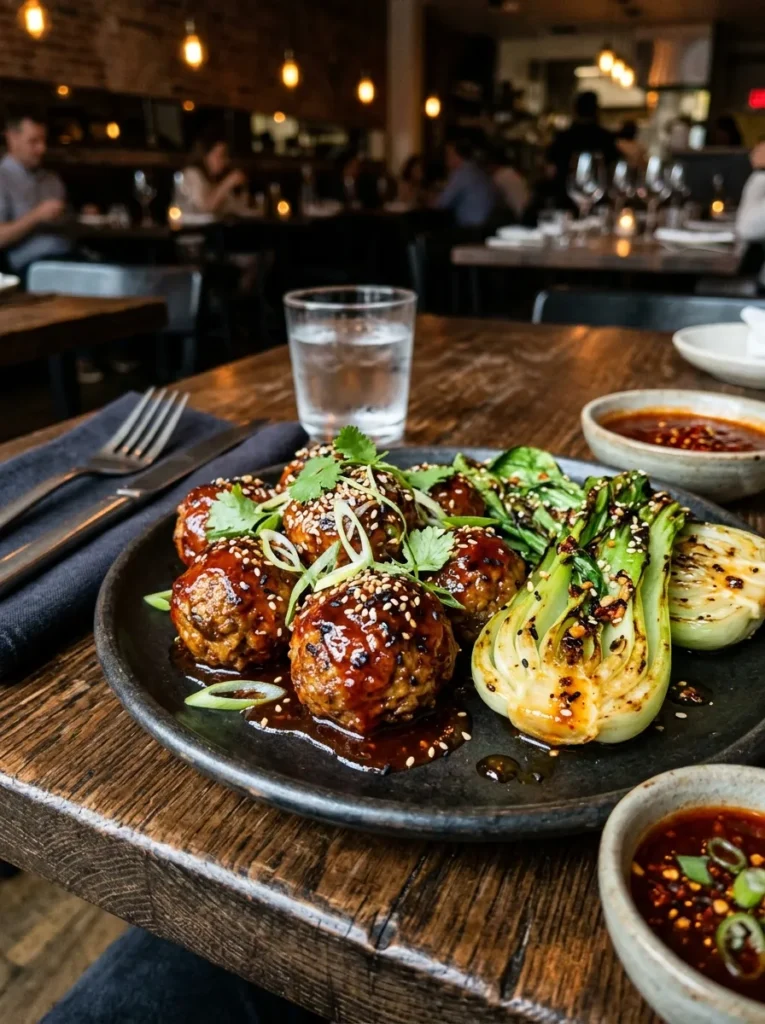 15 Minute Sheet Pan Dinners Spicy Sriracha Meatballs Bok Choy