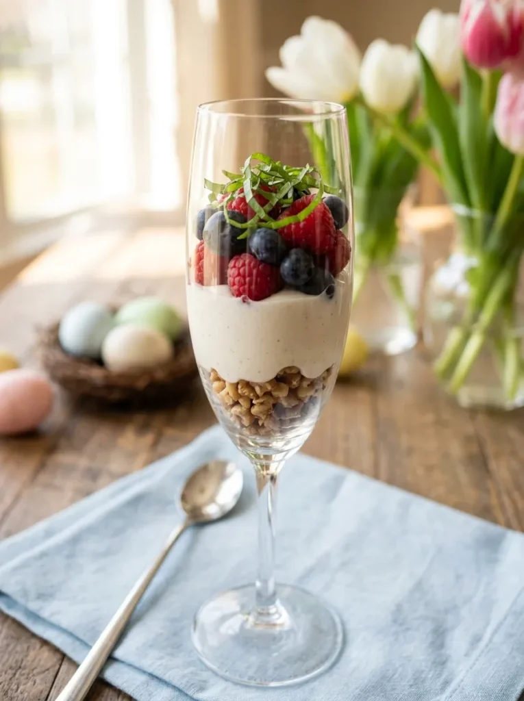 Aesthetic Easter Brunch Variation Paleo Berry Basil Parfaits