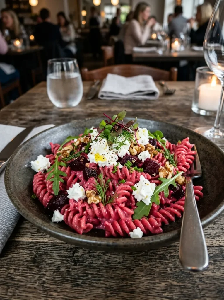 Aesthetic Style With Beetroot Goat Cheese Fusilli