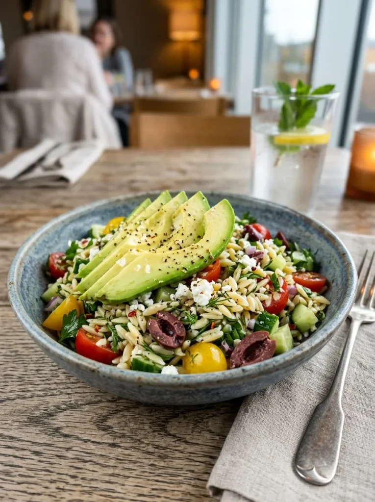 Best Authentic Mediterranean Orzo Salad With Avocado Slice