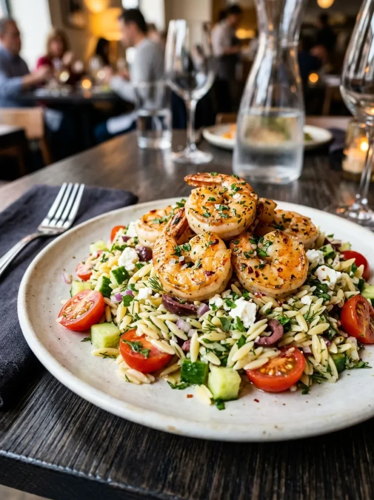 Best Authentic Mediterranean Orzo Salad With Shrimp Scampi