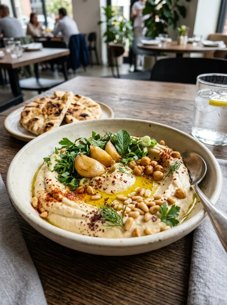 Best Homemade Hummus With Spring Herbs Wait Roasted Garlic