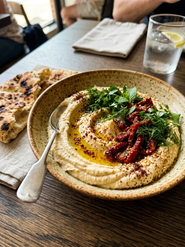 Best Homemade Hummus With Spring Herbs Wait Sun Dried Tomatoes