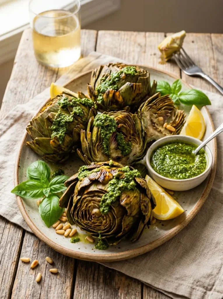 Best Italian Style Roasted Artichokes With Pesto Infusion Best Italian Style Roasted Artichokes