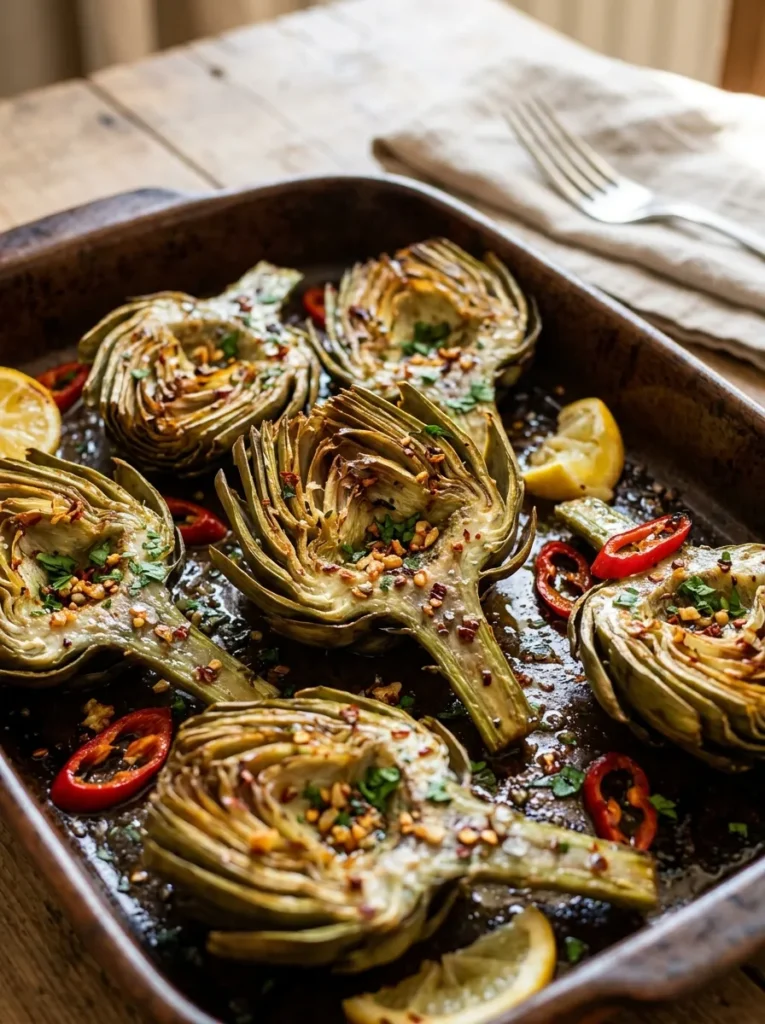 Best Italian Style Roasted Artichokes With Spicy Red Pepper Best Italian Style Roasted Artichokes
