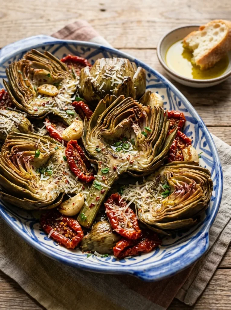 Best Italian Style Roasted Artichokes With Sun Dried Tomatoes Best Italian Style Roasted Artichokes
