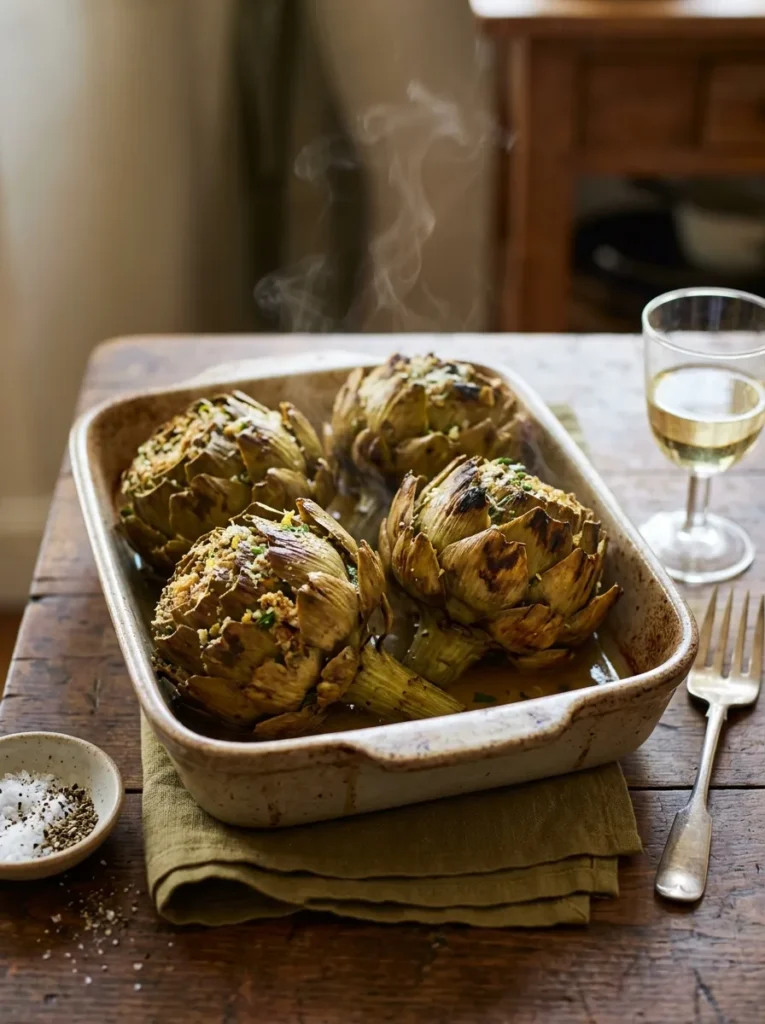 Best Italian Style Roasted Artichokes With White Wine Steam Best Italian Style Roasted Artichokes