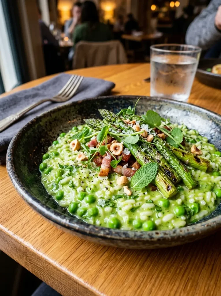 Best Sweet Pea And Mint Risotto With Asparagus Crunch