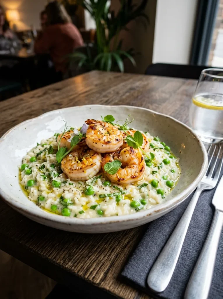 Best Sweet Pea And Mint Risotto With Prawn Delight