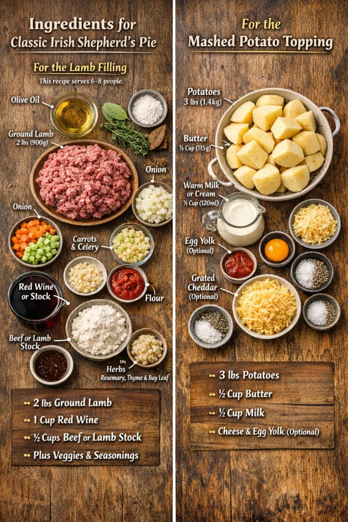 Classic Irish Shepherds Pie Ingredients