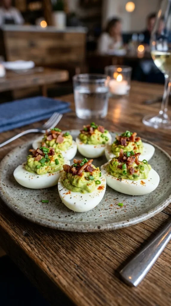 Deviled Avocado Bacon Eggs